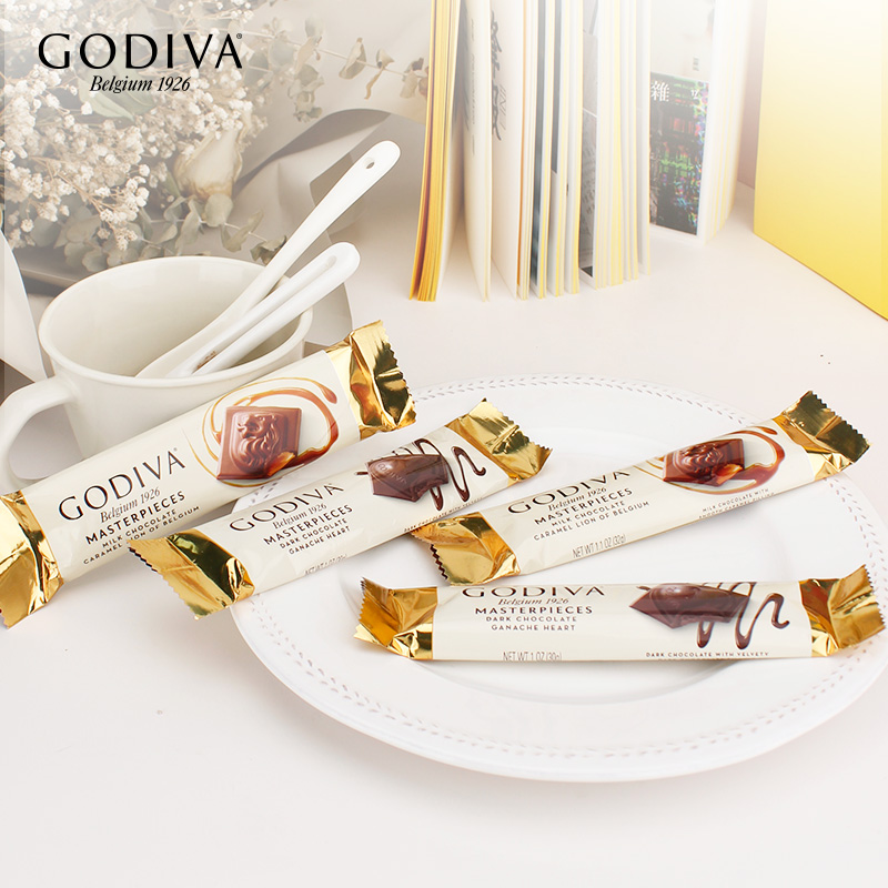 godiva歌帝梵经典大师巧克力单条装黑巧焦糖牛奶旅游休闲出行零食
