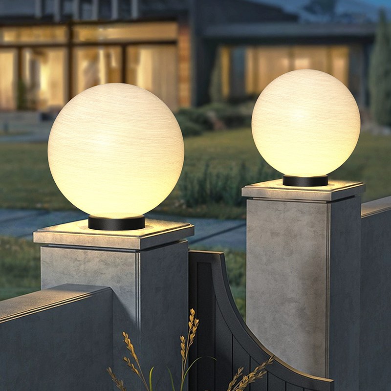 太阳能柱头灯户外l防水圆球灯别墅大门柱子灯花园围墙灯庭院围栏 - 图2