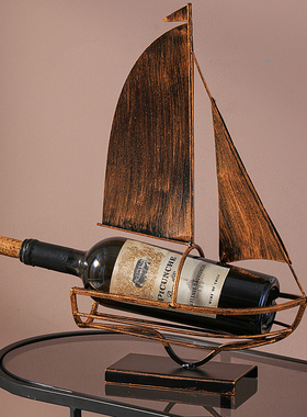 复古怀旧创意铁艺船红酒架摆件欧式家居电视柜酒柜桌面.装饰品摆