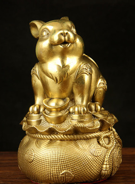 铜聚宝盆兔 铜存钱罐兔 铜生肖兔 铜兔子 N摆件 兔年三合生肖兔