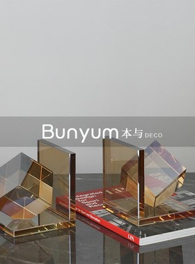 简约现代家居软装饰品创意艺术桌面水晶书档样板房V间书房玄关书