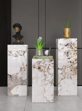 客厅高级感摆件轻奢m大型落地装饰品玄关摆台花架盆景石材岩板底