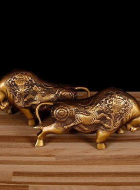纯铜牛摆件财牛运牛仿古铜器家z居客厅送礼工艺品小号铜牛炒股铜