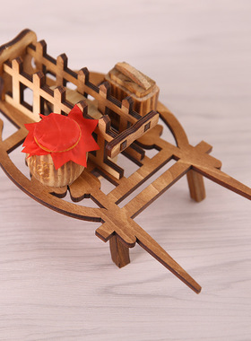 谷风车摆件水井推车石磨水车马车工艺品花轿子打谷机X复古怀旧模