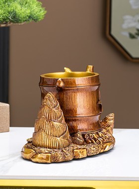 书房复古怀旧笔h筒摆件老板办公室装饰品送领导老师礼物品竹竹高