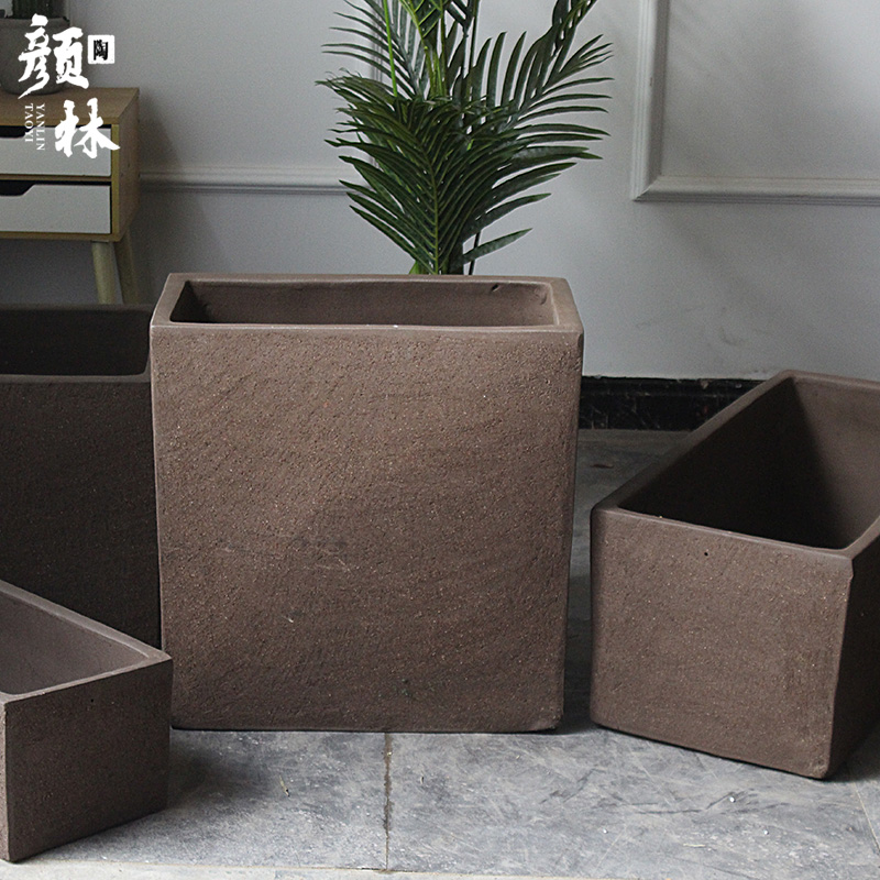 方形花盆墙角花箱正方形粗陶长款马槽花盆种菜种植箱盆.阳台北欧 - 图1