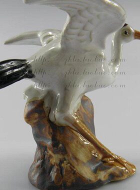 飞鹤假山摆件配件 陶瓷人物水族箱造景流水喷泉装饰 石湾陶瓷公仔