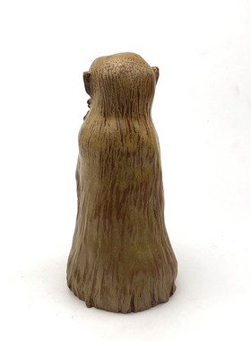 不仁斋薛继业陶瓷雕塑紫陶柴窑葫芦皮J色思想猴中式家居雕塑摆件