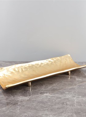 欧式轻奢b竹节树脂摆件收纳托盘客厅电视柜玄关茶几家居创意装饰