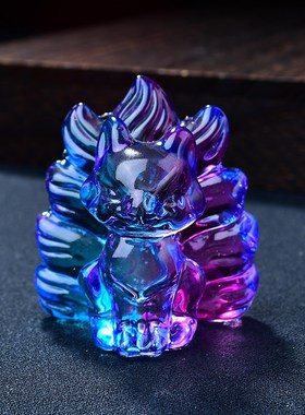 采购产品九尾狐釉饰,凤九小狐,敬引I桃花灯造像,桌面装饰礼品