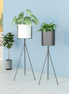 北欧简约铁艺落地式客厅花盆植物架绿萝H花架子创意阳台装饰绿植