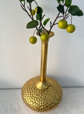 欧式创意长颈纹蜂巢金色花瓶金箔铁艺轻奢艺术摆件家居宴会装饰品