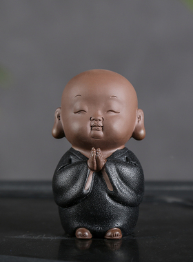 创意新中式小和尚陶m瓷禅意装饰品摆件茶宠摆件家用客厅办公室桌