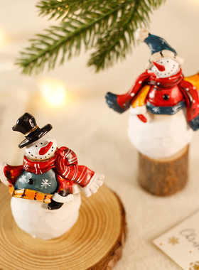 创意雪人耶c诞老人桌面耶诞装饰小摆件迷你耶诞场景布置拍摄小道