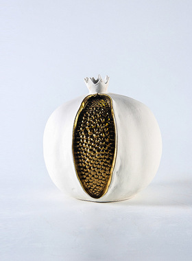 新中式陶瓷黑白石榴插o花器花瓶摆件现代家居样板间酒店果盘装饰