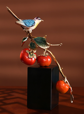 新款黄铜a摆件新中式珐琅彩客厅玄关酒柜电视柜乔迁新居2022年礼