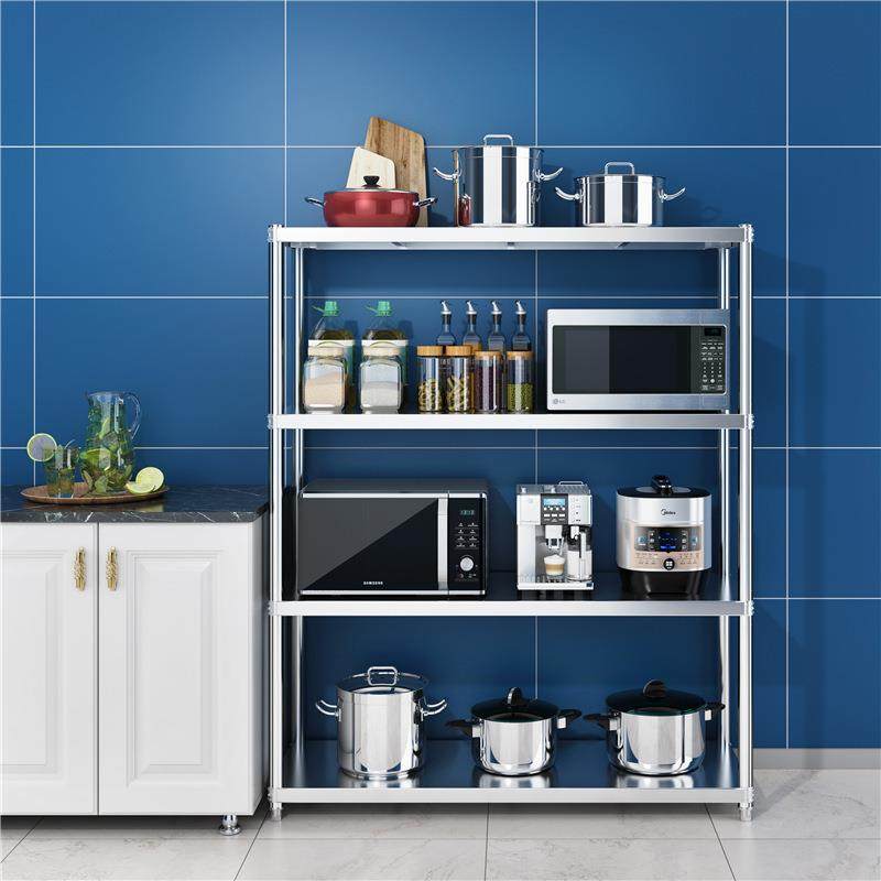 不锈钢厨房置物架落地式多层微波炉烤箱储物架家居分层收纳架组合,淘宝优惠券,粉丝福利购,淘宝优惠卷