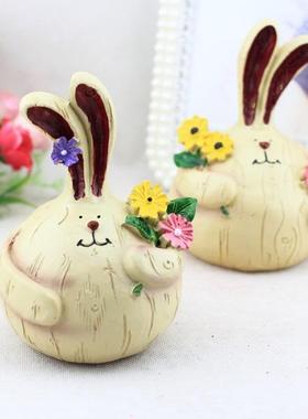 创意大蒜兔家居装饰品摆件客厅书桌酒柜家居摆设可爱树脂工艺品