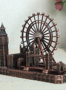 巴黎旅游纪念品金属伦敦眼大本钟塔桥教堂 摄影道具礼品 伦敦群楼