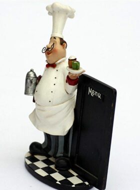 时尚创意人物模型树脂工艺品小摆件厨师留言板饮食店铺酒店装饰品
