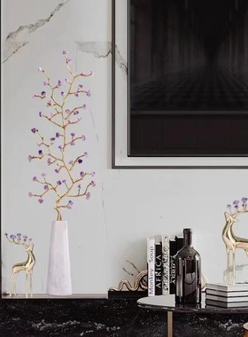 龙年发财树摆件玄关壁龛电t视柜两边落地轻奢高级感装饰品乔迁送