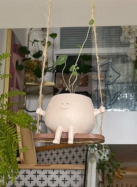 【好物先享】秋千花盆装饰品摆y件办公室工位稳定情绪神器桌面玄