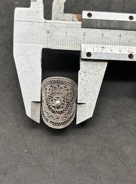 贵州民族风苗银戒指贵州复古个性仿老银圆铜鼓T可调节男女指环