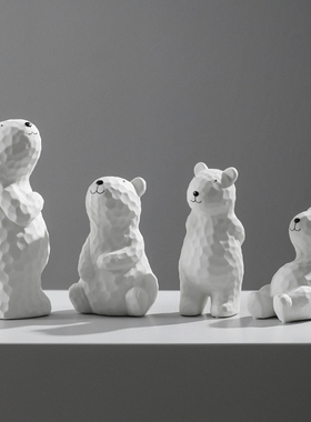 创意可爱治愈系熊摆件北欧陶瓷摆设家居玄关O客厅酒柜电视柜装饰