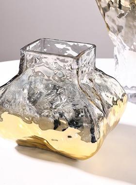 异形几何渐变玻璃花瓶客厅卧室桌面摆放插彩色花瓶花器家居装饰品