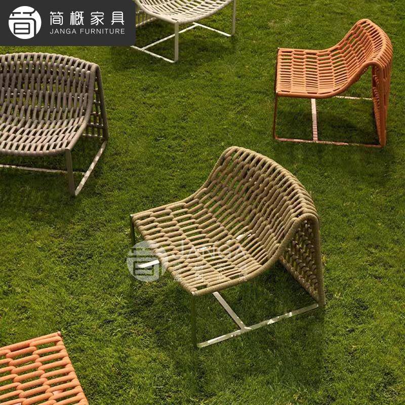 户外藤编沙发椅别墅阳台露台懒人躺椅酒店花园休闲靠背藤椅茶几套 - 图1