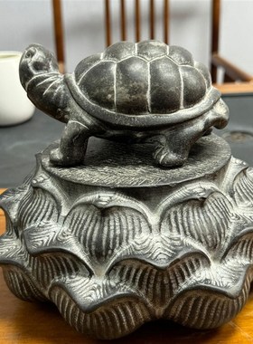 山西青石桌面三层莲花底座(21厘米)