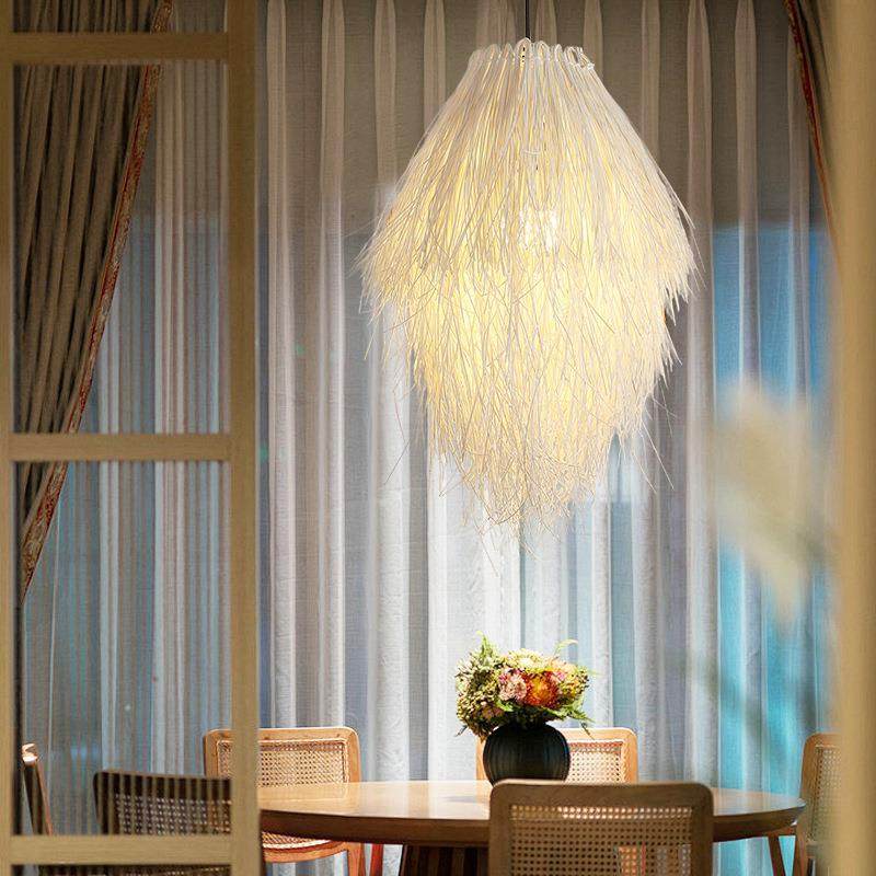 田园风玉米须吊灯竹编藤艺编织灯农家餐厅现代简约鸟巢led吊灯,淘宝优惠券,粉丝福利购,淘宝优惠卷