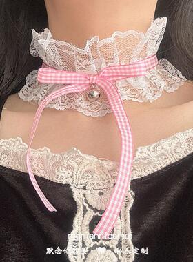 格子蝴蝶结铃铛项链腿环