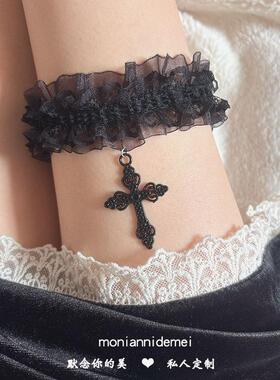 洛丽塔蕾丝十字架项链腿环