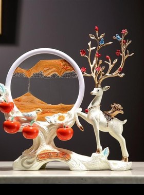 电视柜精致摆件创意招财鹿沙x漏流沙画摆件客厅电视柜酒柜玄关装