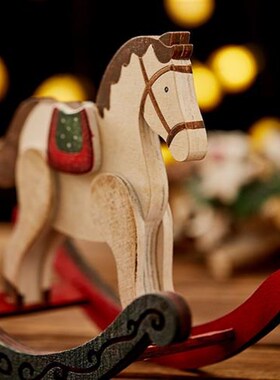 复古圣诞木马装饰品家用圣诞节日装饰小L型场景氛围布置摆件礼物