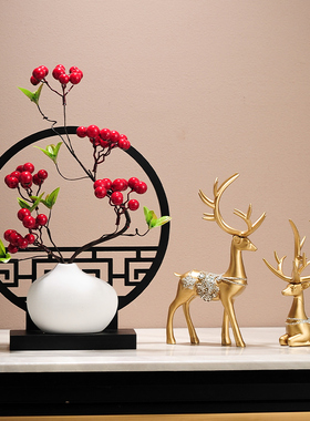 新中式摆件古风花瓶禅意茶室布置C入户玄关茶几展示柜电视柜装饰