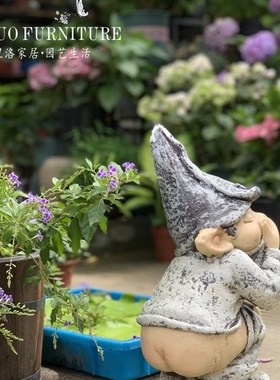 搞怪人物小男g孩户外草坪装饰别墅庭院花园农场园艺精灵人物摆件