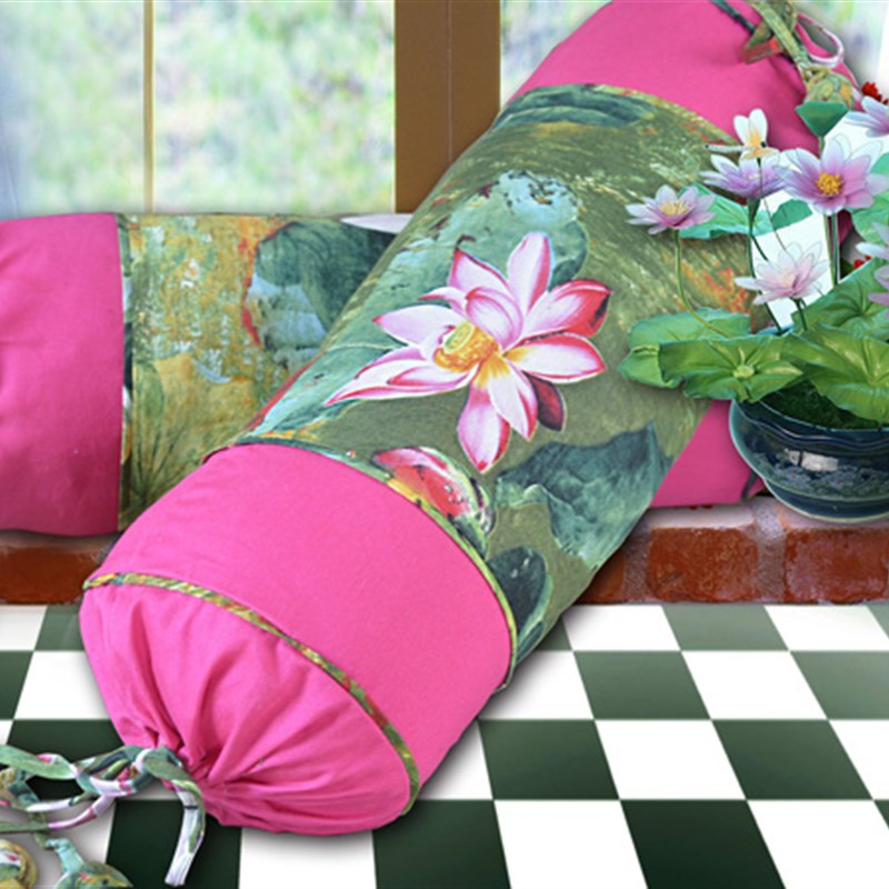Chinese style home fabric round candy pillow pillow pillow cervical spine pillow J Chinese style home elegant lotus armrest included