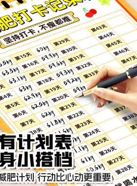 哈佛减肥食谱计划表自律打卡墙贴