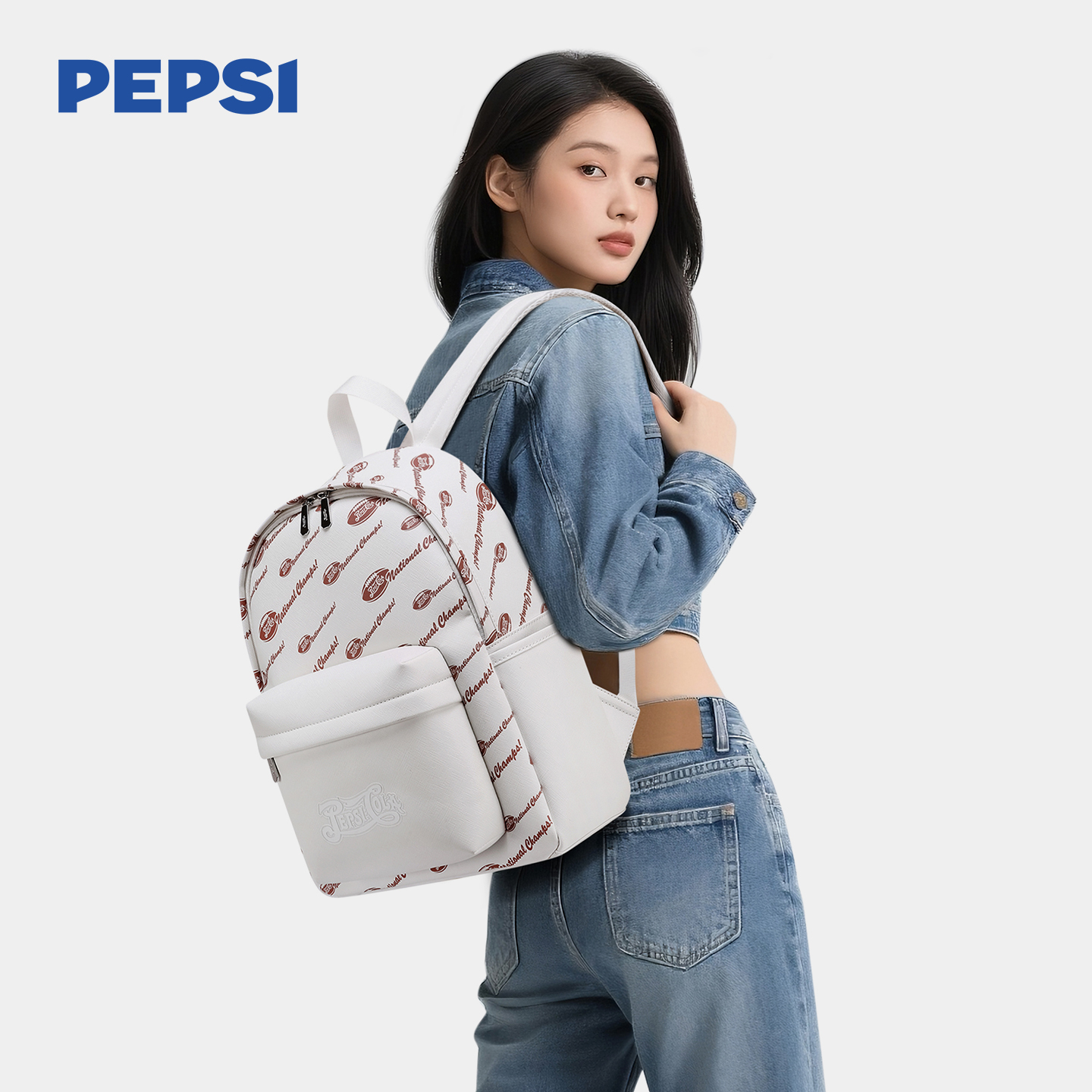 Pepsi/百事休闲双肩包女大容量旅行背包男初中生高中大学生书包 - 图0