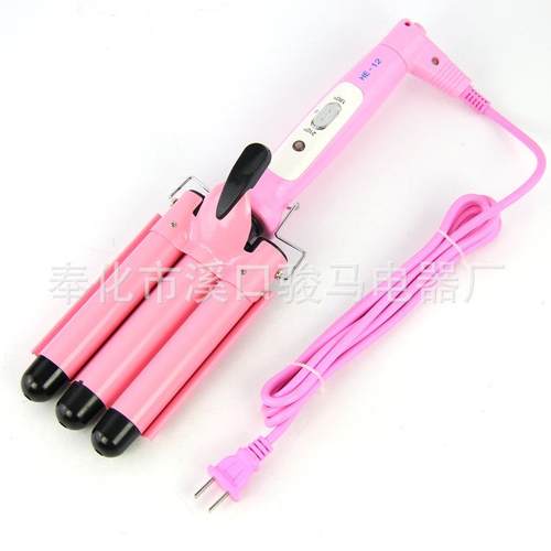 骏马HE-12三管卷发棒大号蛋卷棒蛋卷头水波纹三棒卷发器蛋糕夹板 - 图1