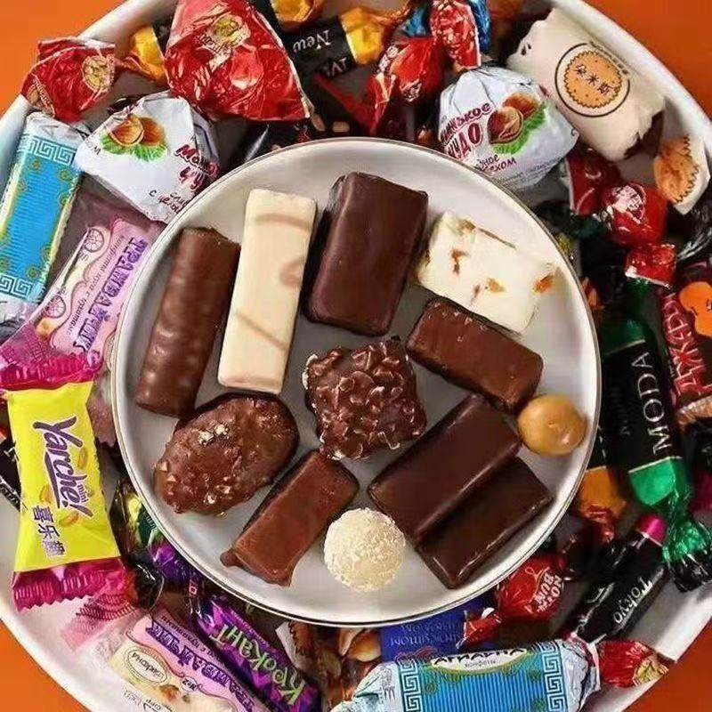 俄罗斯风味混合糖果袋装500g巧克力多口味软糖巧克力喜糖年货零食