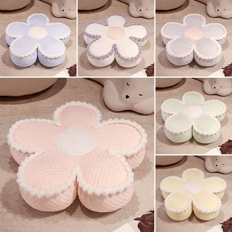 Double-sided flower pillow cushion ice silk bean velvet office living room chair cushion butt cushion bay window futon cushion