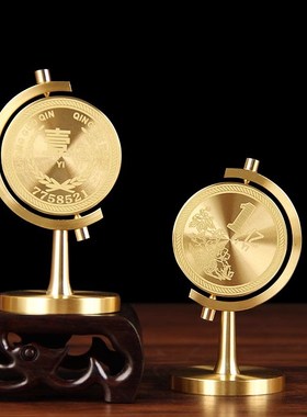 一亿小目标黄铜摆件铜t旋转我需要1个亿办公室休闲手把饰品