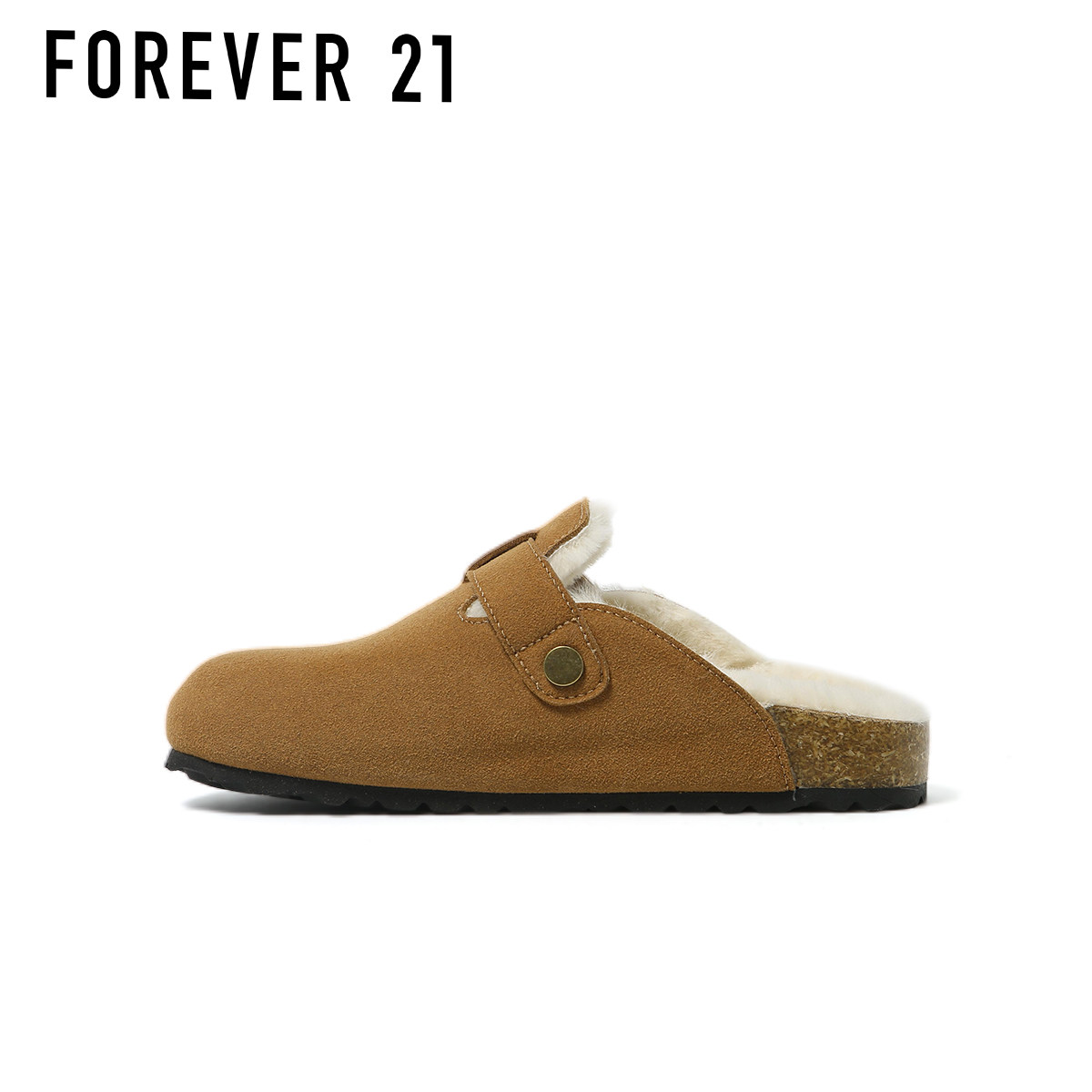 F21半拖加绒勃肯鞋女2025冬季新款保暖轻便软平底一脚蹬包头拖鞋,淘宝优惠券,粉丝福利购,淘宝优惠卷