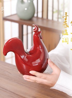 禹州原产钧瓷公鸡摆件客厅办公室招财乔迁送礼生肖鸡高档生日礼物