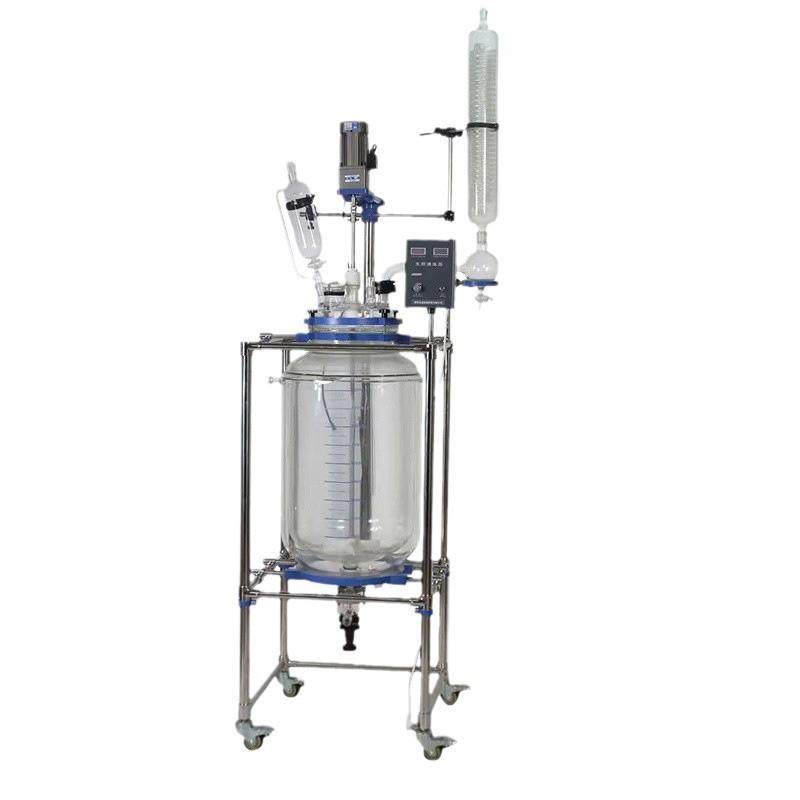 厂家实验室蒸馏萃取夹层玻璃5l反应釜小型双层玻璃反应釜带加热 - 图3