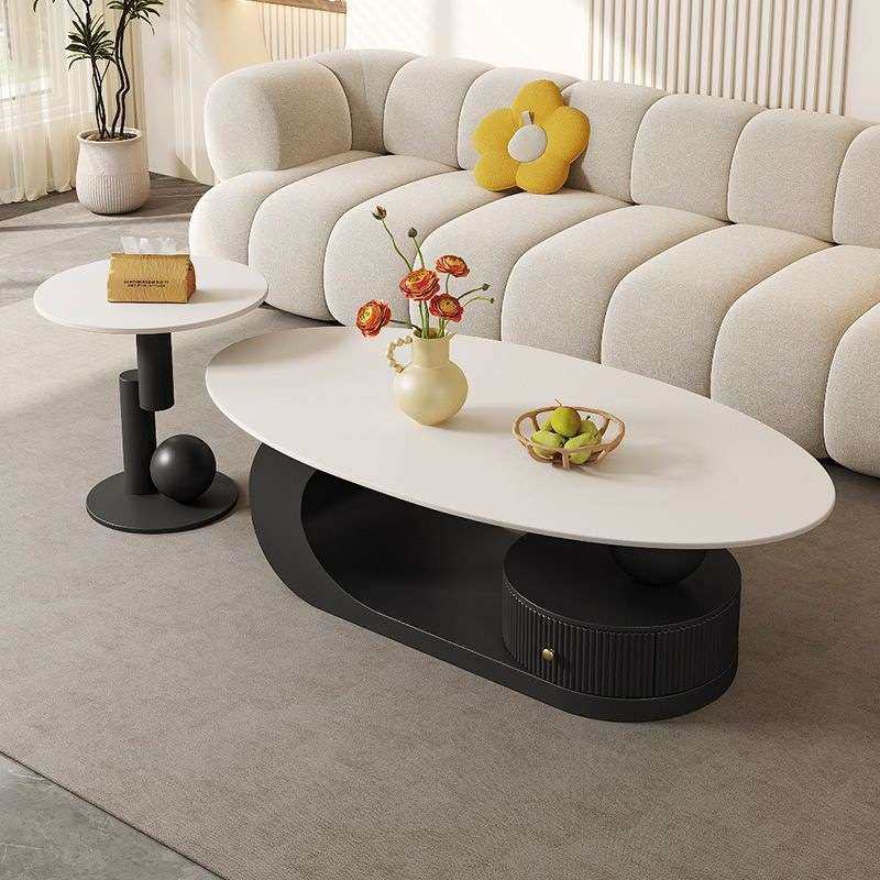 2025新款椭圆形岩板茶几客厅家用轻奢现代新款简约小户型奶油风,淘宝优惠券,粉丝福利购,淘宝优惠卷