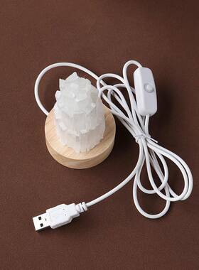 天然白色石膏台灯彩虹光石英装饰